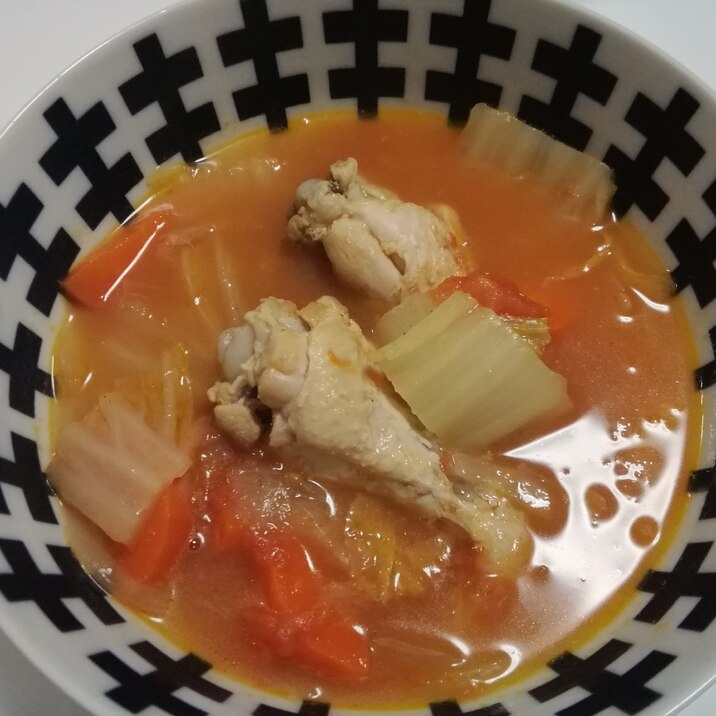 白菜たっぷりの手羽元のトマトスープ